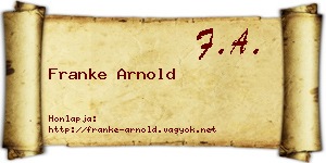 Franke Arnold névjegykártya